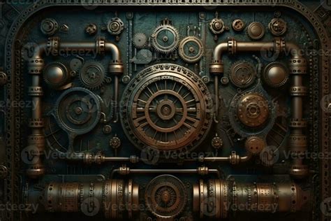 Dark Scifi Steampunk Texture Background Design Stock Photo At