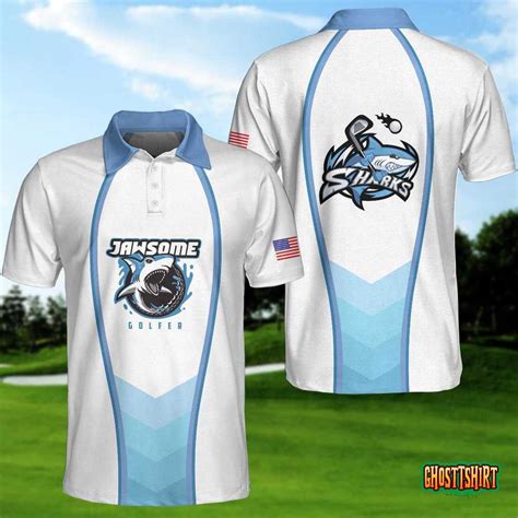 Jawsome Golfer Shark Golf Short Sleeve Polo Shirt