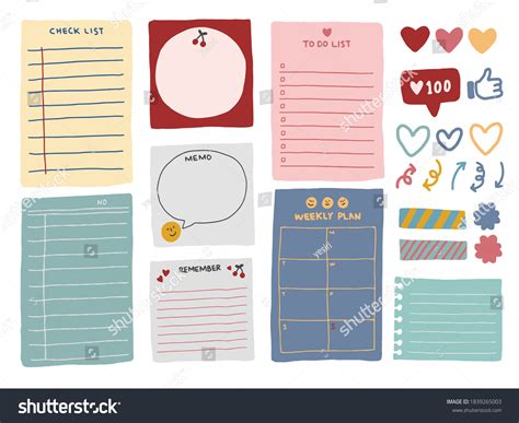 Lovely Stickers Flat Vector Illustrations Set Stock Vector (Royalty ...
