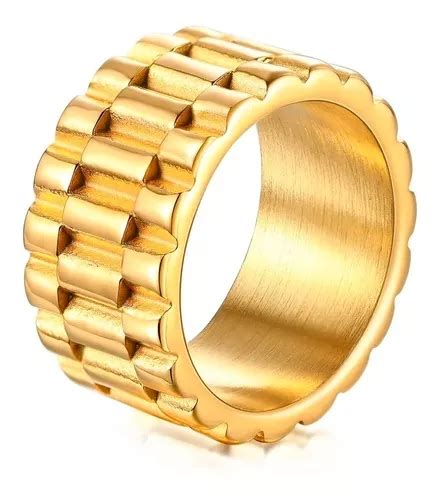 Anillo Rolex Dorado Acero Inoxidable Oro Laminado 18k 11mm Meses Sin