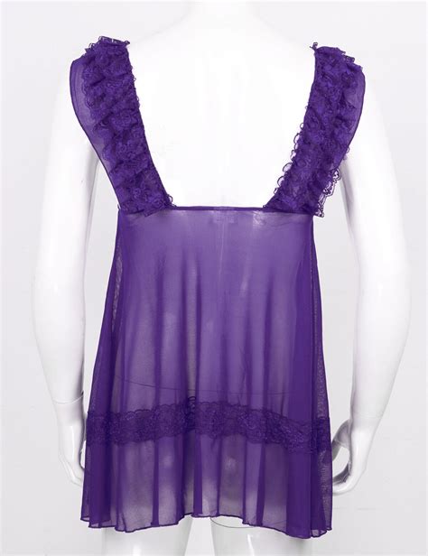 Sexy Men Lingerie Satin Lace Crossdresser Babydoll Bra Dress Sleepwear Underwear Qoo Ebay