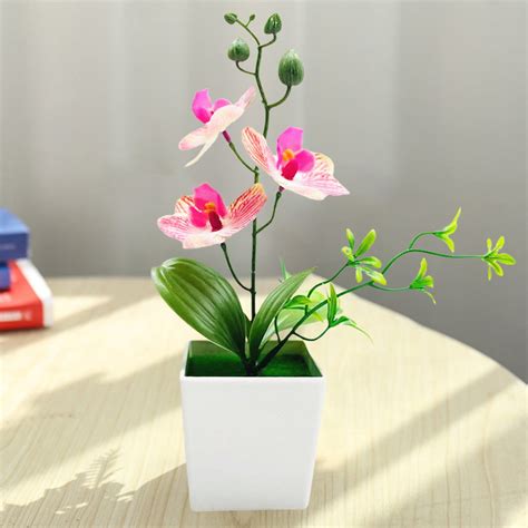 Yirtree Artificial Orchid Flowers Plants With Vase For Table