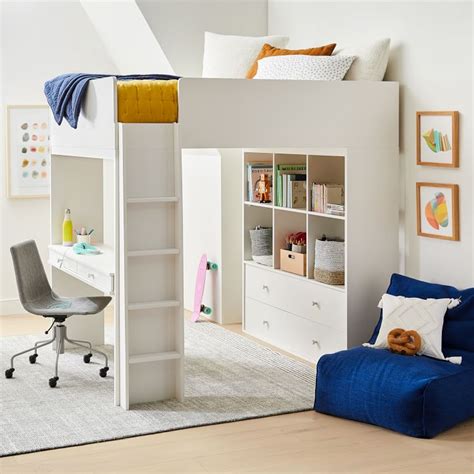 Milo Full Loft Bed W Desk White West Elm