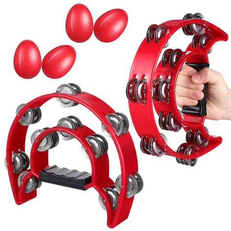 Hand Bell Handheld Percussion Drum Metal Jingles Tambourines Child 6