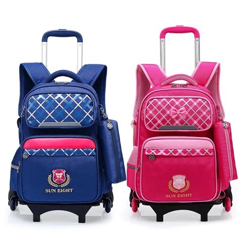 Unsix Kid Luggage School Backpack Trolley Wheeled Bag 6 Wheels