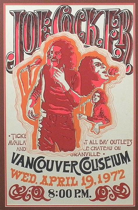 Joe Cocker 1972 Vancouver Konzertposter Konzert Poster Musiklegenden