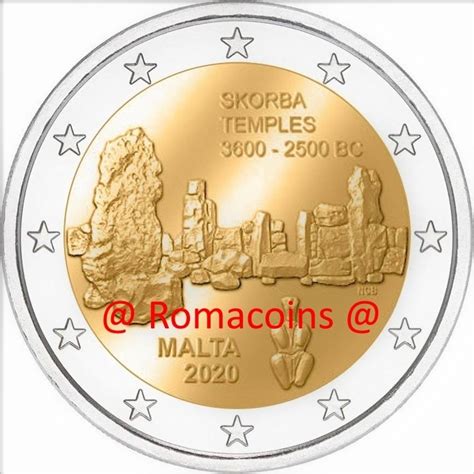 2 Euros Commémorative Malte 2020 Temples de Skorba Pièce Unc Roma