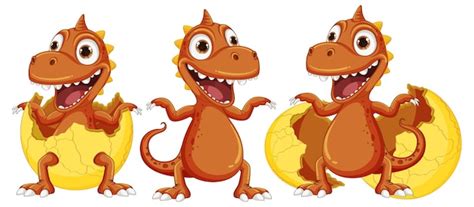 Маленький монстр-динозавр вылупляется из яйца | Бесплатно векторы