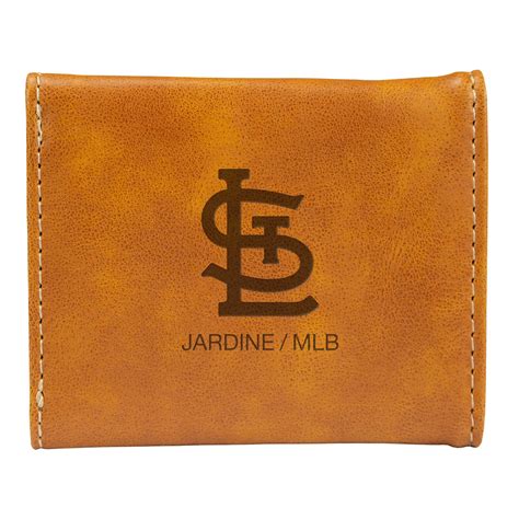 St Louis Cardinals Brown Laser Engraved Trifold Wallet