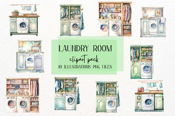 Watercolor Laundry Room Clipart By Aneta Design TPT