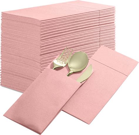 Amazon Disposable Linen Feel Dinner Napkins With Built In Flatware