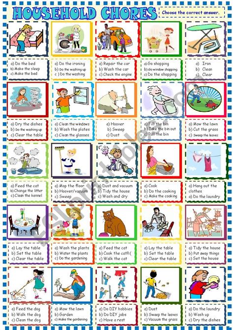 Household Chores Multiple Choice Activity Esl Worksheet By Spied D Aignel