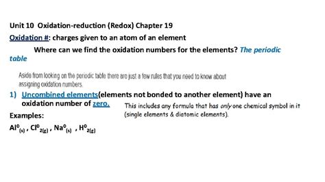 Unit 10 Oxidationreduction Redox Chapter 19 Oxidation Charges