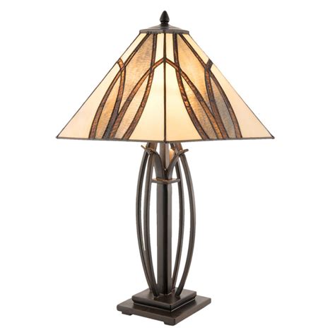 Lumilamp Lampe De Table Tiffany X X Cm Marron Beige Verre