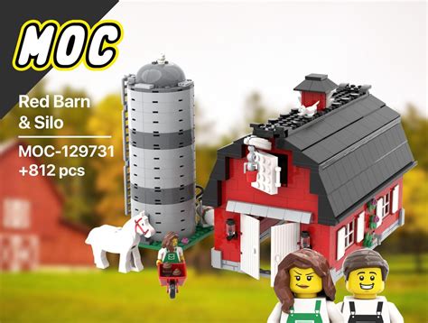 LEGO MOC Red Barn Silo Modular Farm House Farmhouse Bauernhof