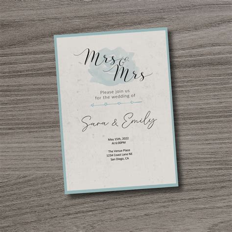 Editable Couple Wedding Invitation Same Sex Lesbian Lgbtq Etsy