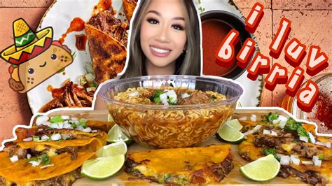 Quesobirria Tacos And Birria Ramen Mukbang Eating Show Youtube