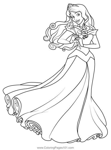 Princess Aurora Sparkly And Glittery Gown Coloring Page Princess