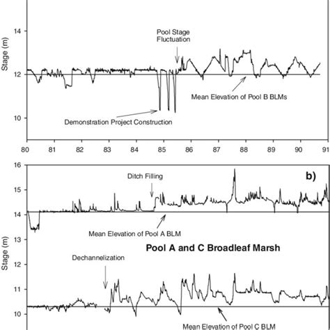 Stage Hydrographs And Mean Ground Elevations Of Sampling Plots And