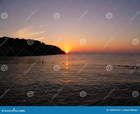 Sunset Over Green Bay From Door County Stock Image Image Of County