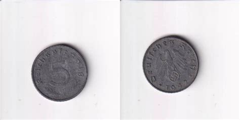 Deutsches Reich Drittes Reich 5 Reichspfennig 1942 F Ss Zink MA Shops