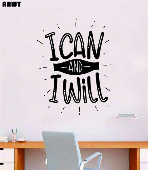 Arwy® Gym Wall Stickers I Can And I Will V2 Quote Wall Decal Sticker