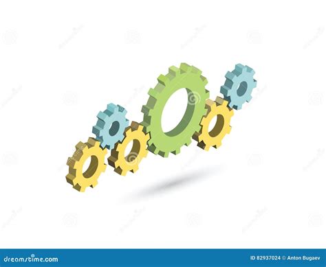 Vector Isometric Gear Mechanism Settings Icon Stock Vector