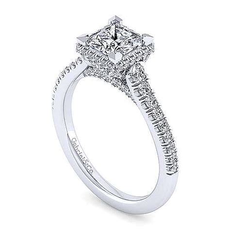 14k White Gold Hidden Halo Princess Cut Diamond Engagement Ring Er13856s4w44jj