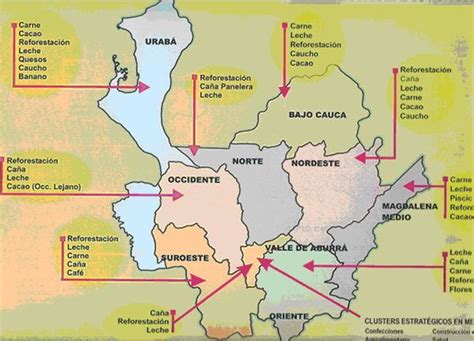 Map Of The Subregions Of Antioquia