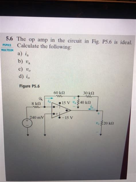 Solved 5 6 The Op In The Circuit In Fig P5 6 Is Ideal Chegg