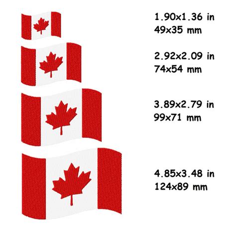 Canadian Flag Embroidery Design Canada Waving Flag 4 Sizes Inspire Uplift