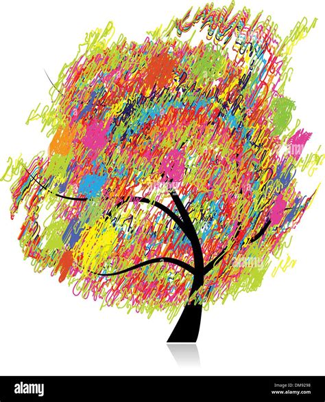 Colorful art tree, pencil sketch drawing Stock Vector Image & Art - Alamy