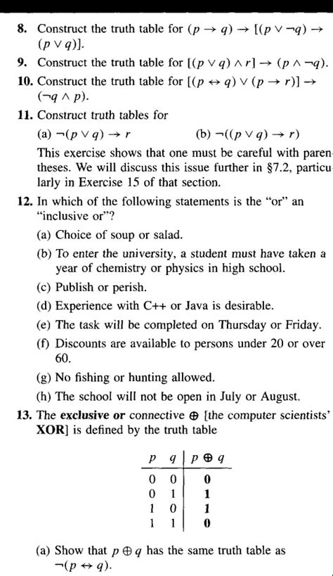 Solved 8 Construct The Truth Table For P → Q → P V Q →