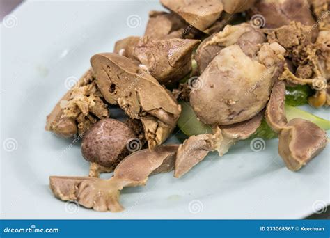 Boiled Chicken Liver Is One Of Popular Asian Food Stock Image Image