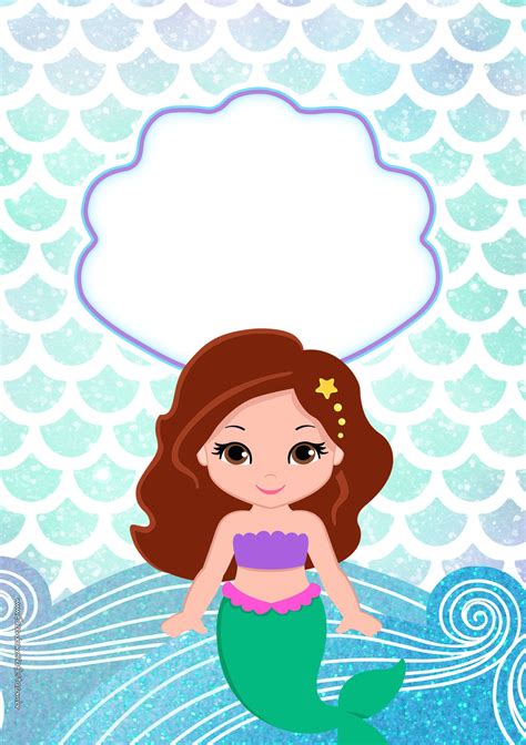 Convite Sereia Cute 5 Fazendo A Nossa Festa Mermaid Crafts Mermaid