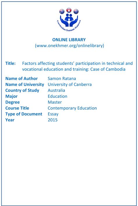 Factors affecting students’ participation in technical and vocational
