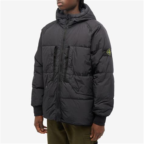 Stone Island Men S Crinkle Reps Hooded Down Jacket In Black Stone Island