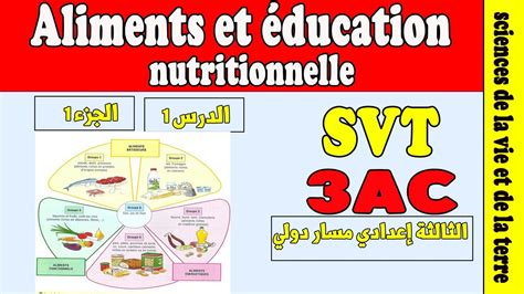 Aliments et éducation nutritionnelle 3 année collège cours SVT 3AC