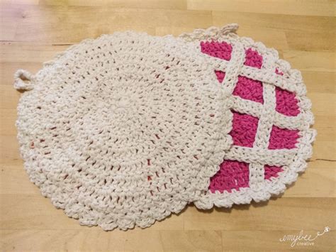 Crocheted Pie Pot Holder Hot Pad Trivet Individual Or Variety Set
