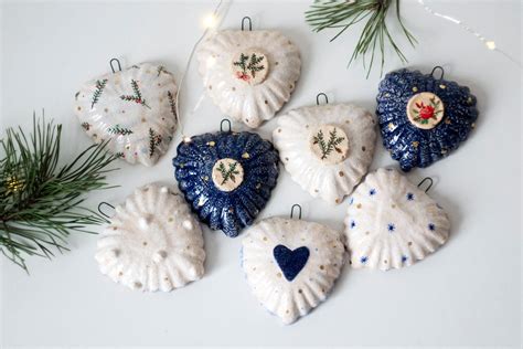 Christmas Ceramic Ornaments Handmade Ornament Pottery Etsy