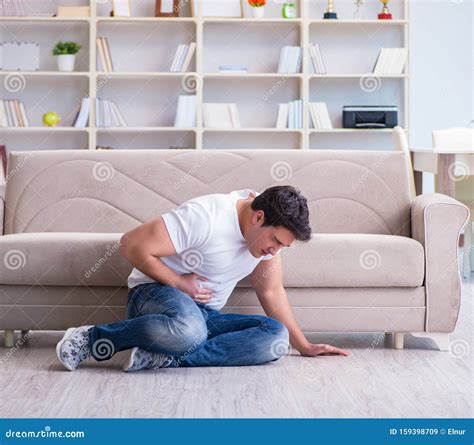 Man Suffering From Sick Stomach And Vomiting Stock Image Image Of