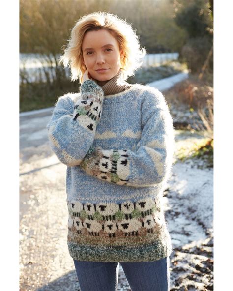 Womens Cosy Sheep Hand Knitted Jumper Wool Mohair Blend Etsy