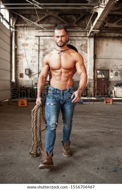 Muscled Half Naked Man Work Walking Stock Photo Shutterstock