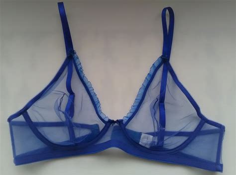 Sexy Mesh Bra Sheer Blue Bra Mesh Bra With Ruffles See Through Lingerie Sheerlingerie
