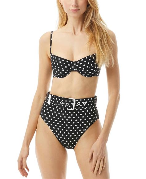 Michael Michael Kors Womens Black Polka Dot Underwire Bikini Top