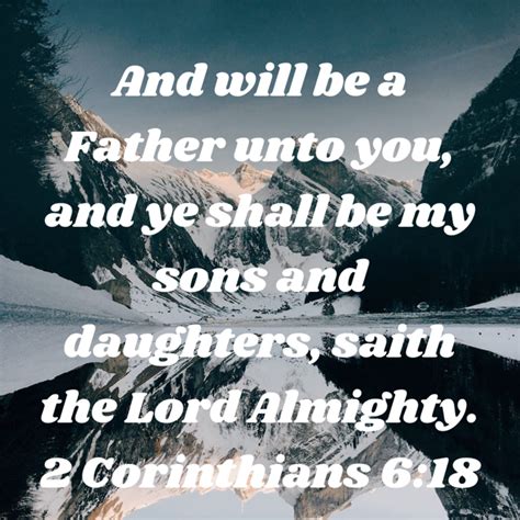 2 Corinthians 6 18 And Will Be A Father Unto You And Ye Shall Be My