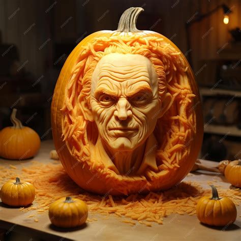 Halloweens Show A Pumpkin Face Carving That Incorporates Elements Of