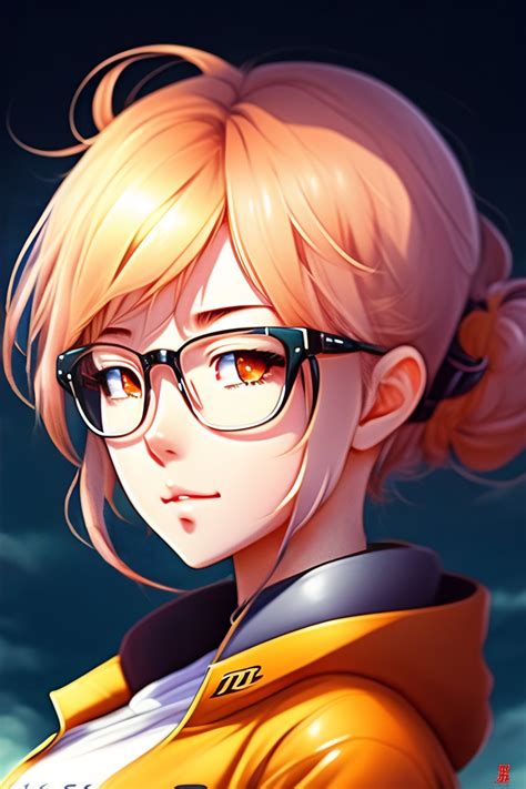 Lexica Girl Blonde Round Glasses Forehead Anime Style Evangelion