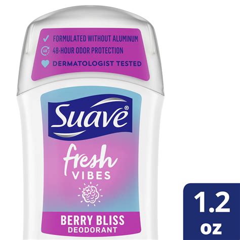 Suave Fresh Vibes Deodorant Stick Aluminum Free 48 Hour Deodorant Protection Berry Bliss