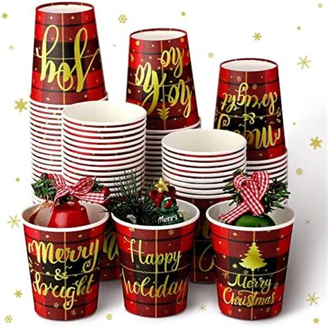 Amazon Pcs Christmas Paper Cups Disposable Cup Oz Christmas